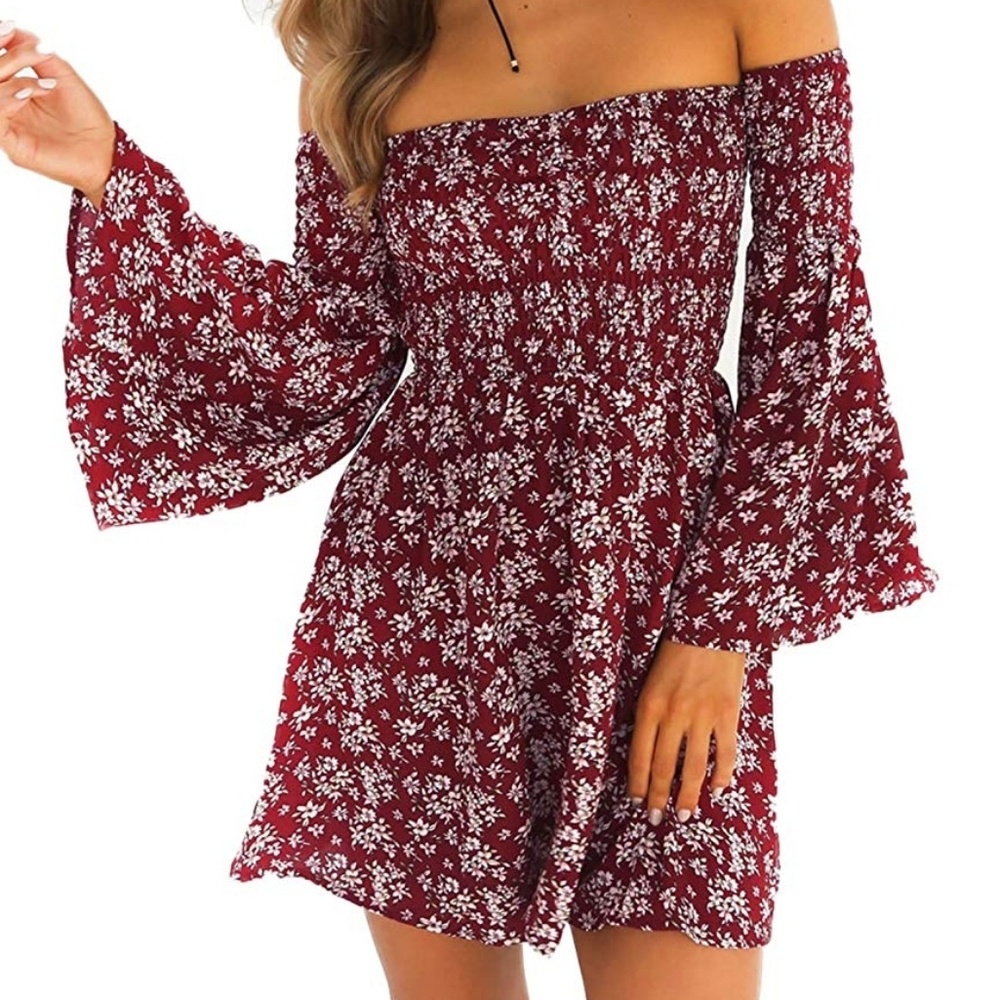 NEW Off Shoulder Mini Floral Summer Dress